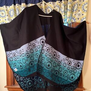 Black Poncho with Circle Pattern